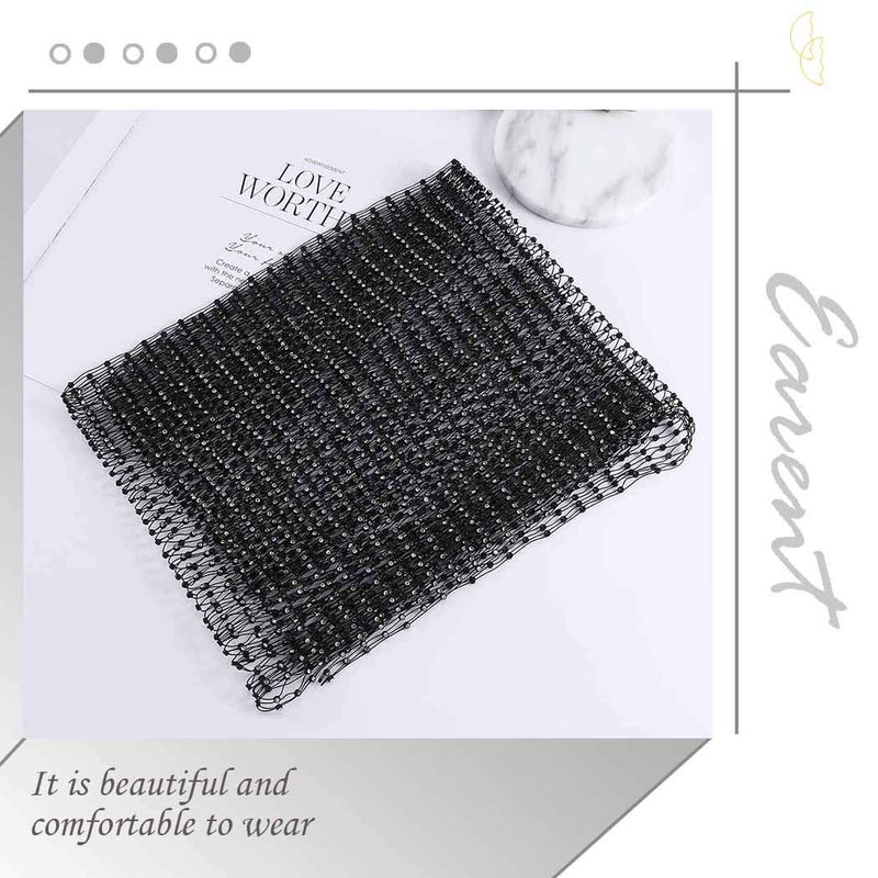 EARENT Rhinestone Head Scarf Black Rave Headbands Jewelry Bling Turban for Women - Image 2